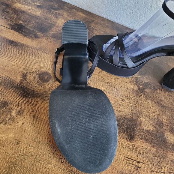 Steve Madden Heels Womens 10 Fleet Patent Platform Dress Sandals Black Pumps NEW - Picture 8 of 8